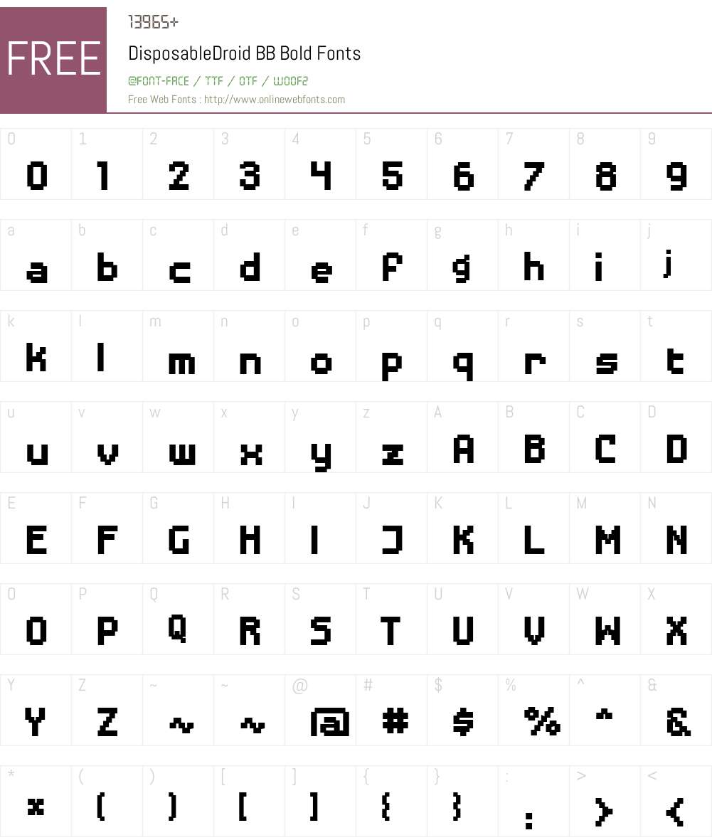 DisposableDroid BB Font Screenshots