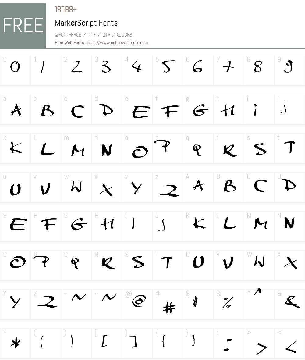 MarkerScript Font Screenshots