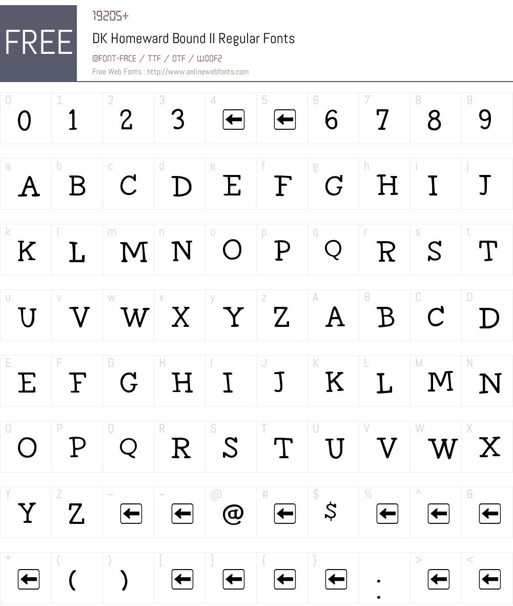 DK Homeward Bound II Font Screenshots