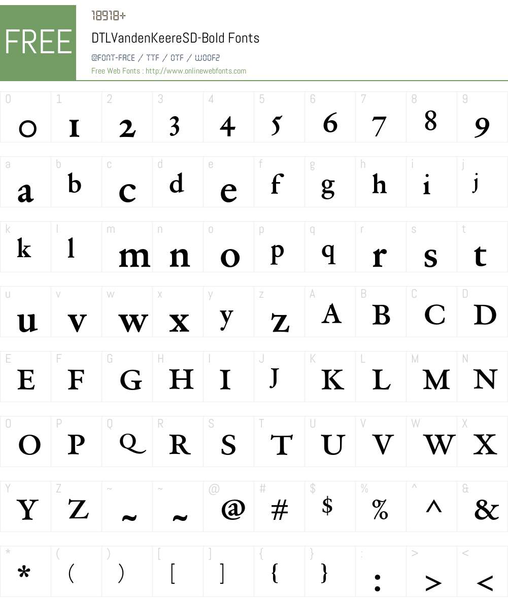 DTLVandenKeereSD Font Screenshots