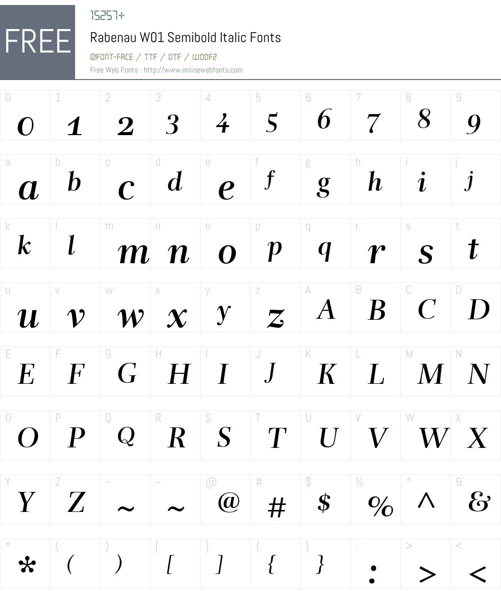RabenauW01-SemiboldItalic Font Screenshots