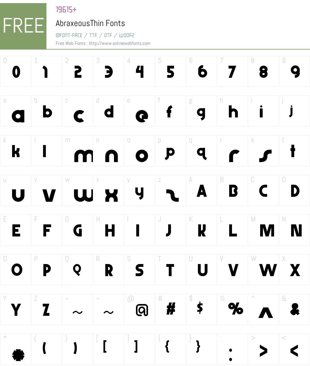 AbraxeousThin Font Screenshots