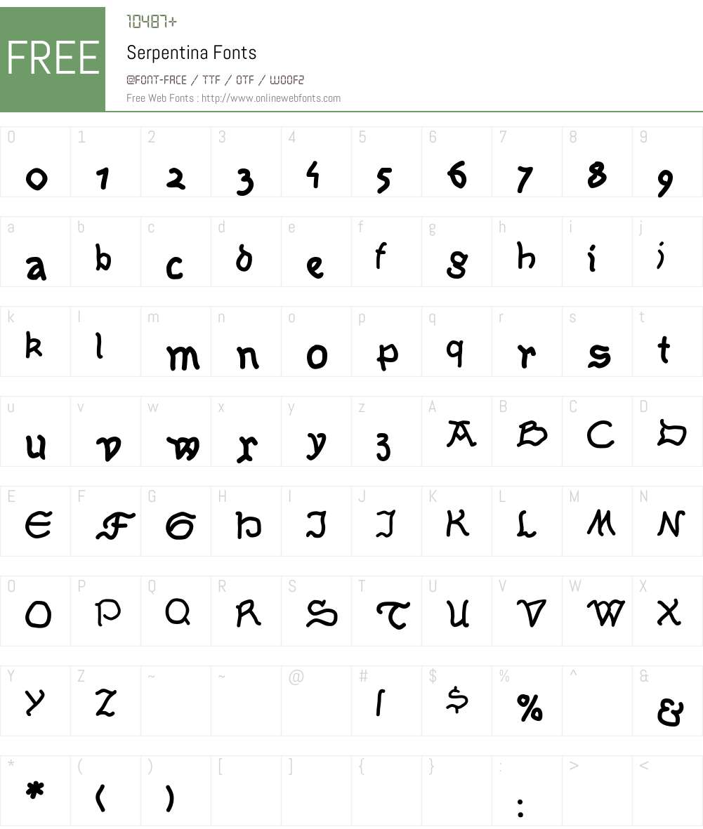 Serpentina Font Screenshots