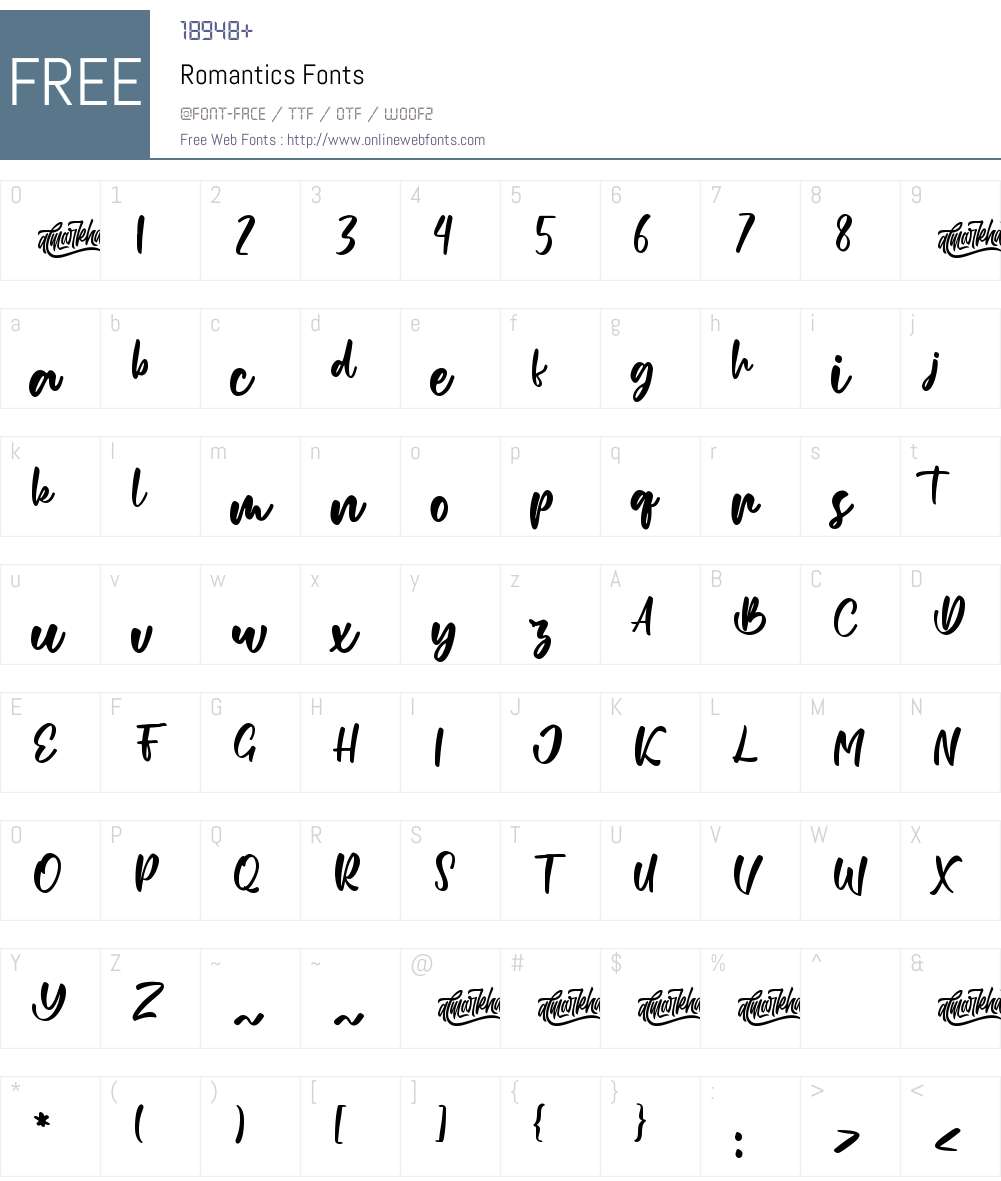 Romantics Font Screenshots