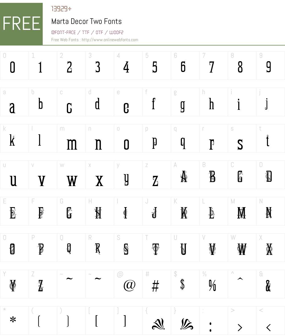 Marta Decor Two Font Screenshots