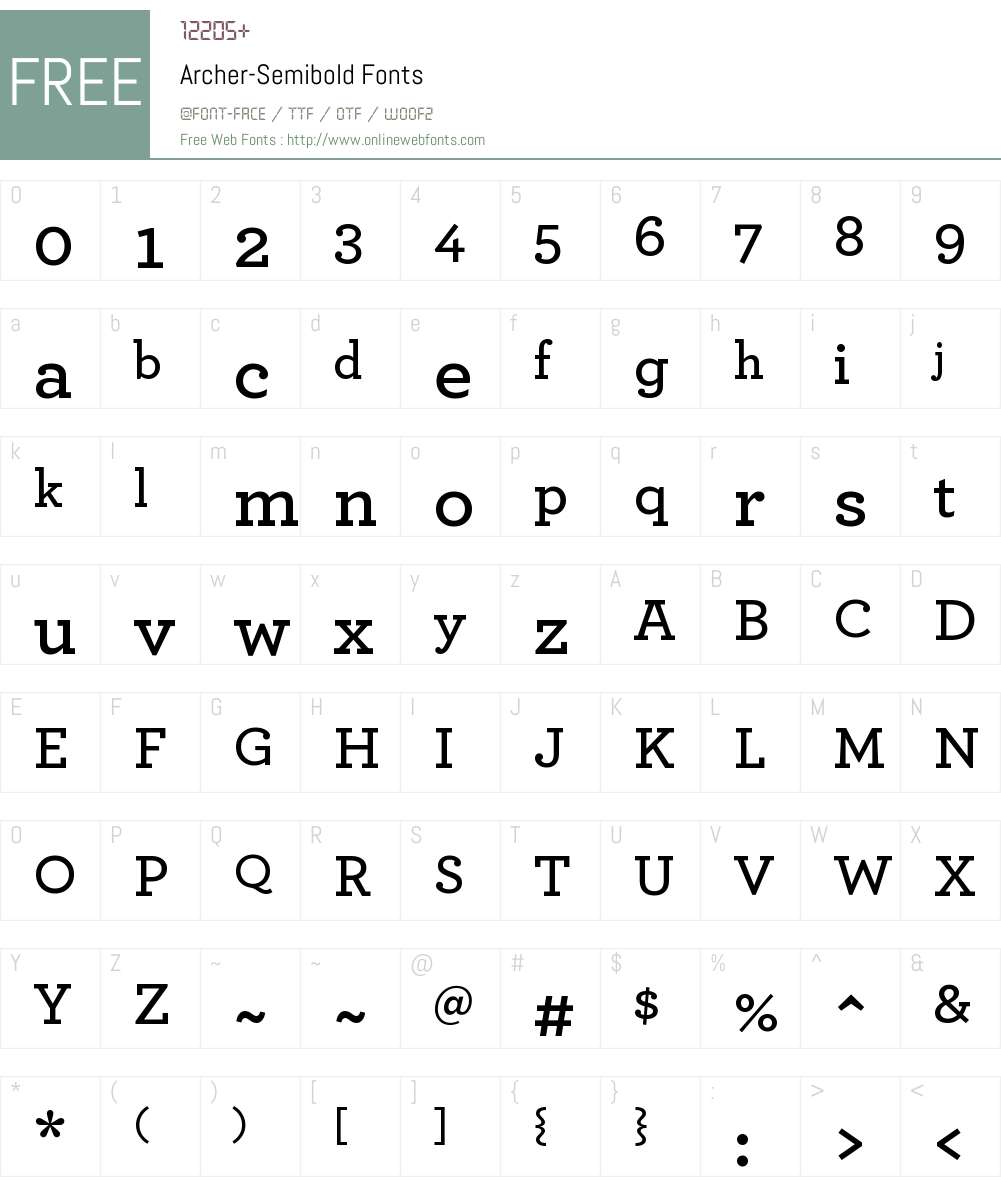 Archer Semibold Font Screenshots