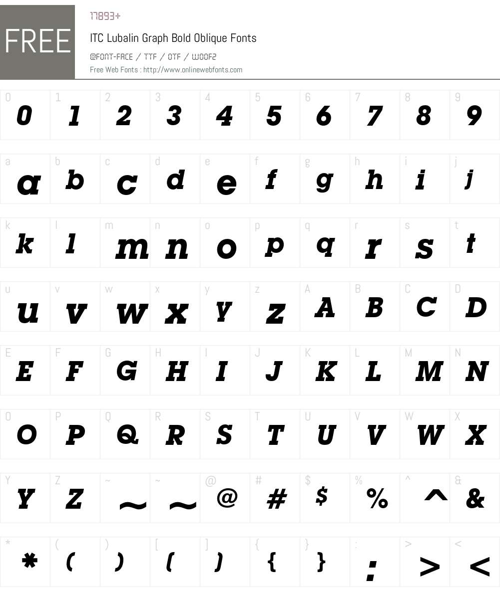 ITC Lubalin Graph Font Screenshots