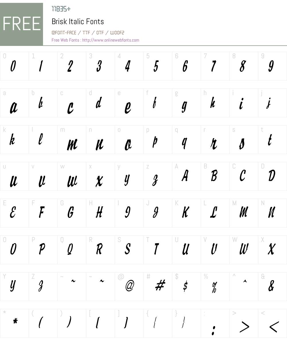 Brisk Font Screenshots
