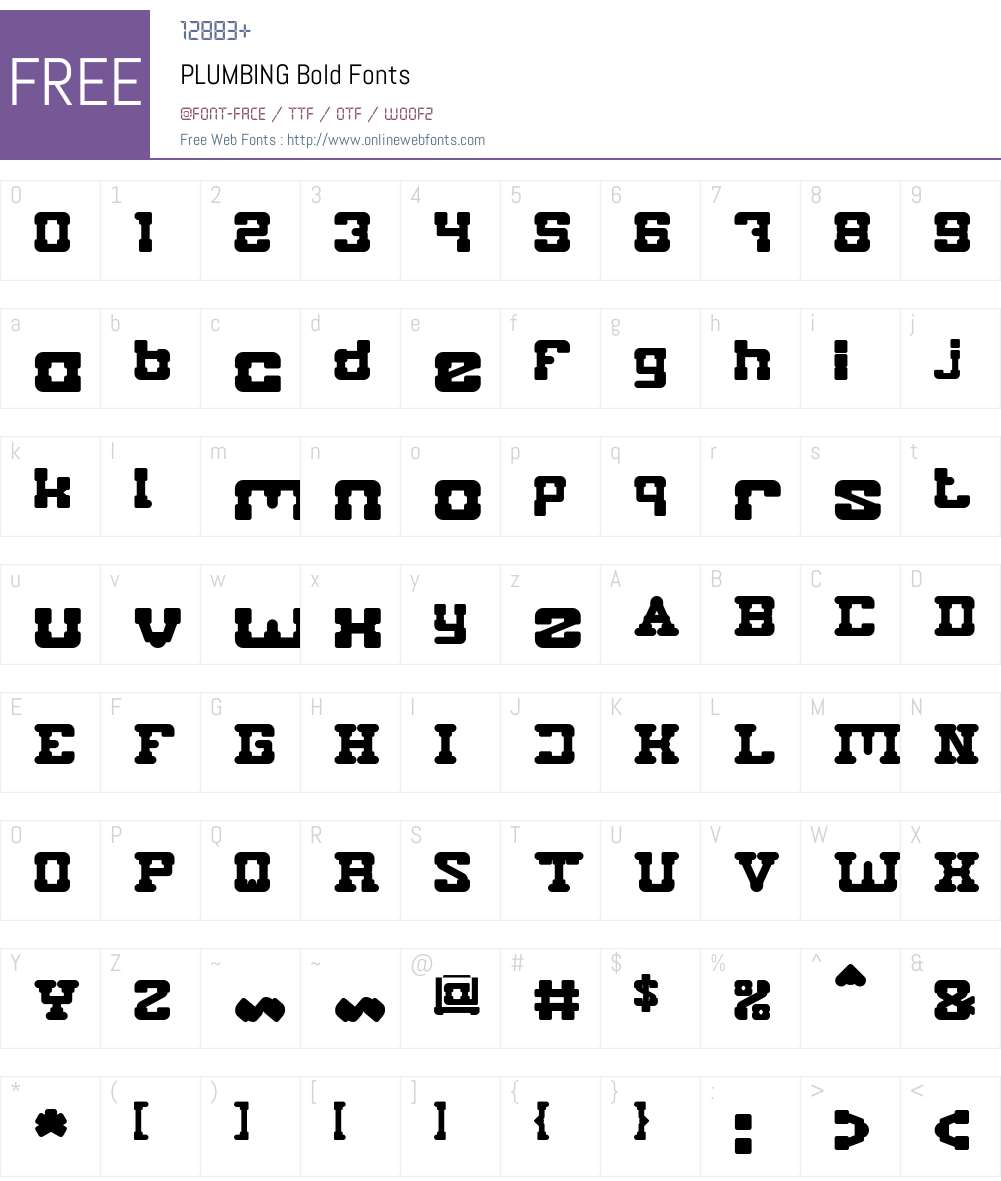 PLUMBING Font Screenshots