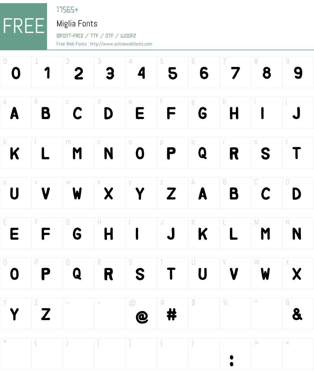 Miglia Font Screenshots