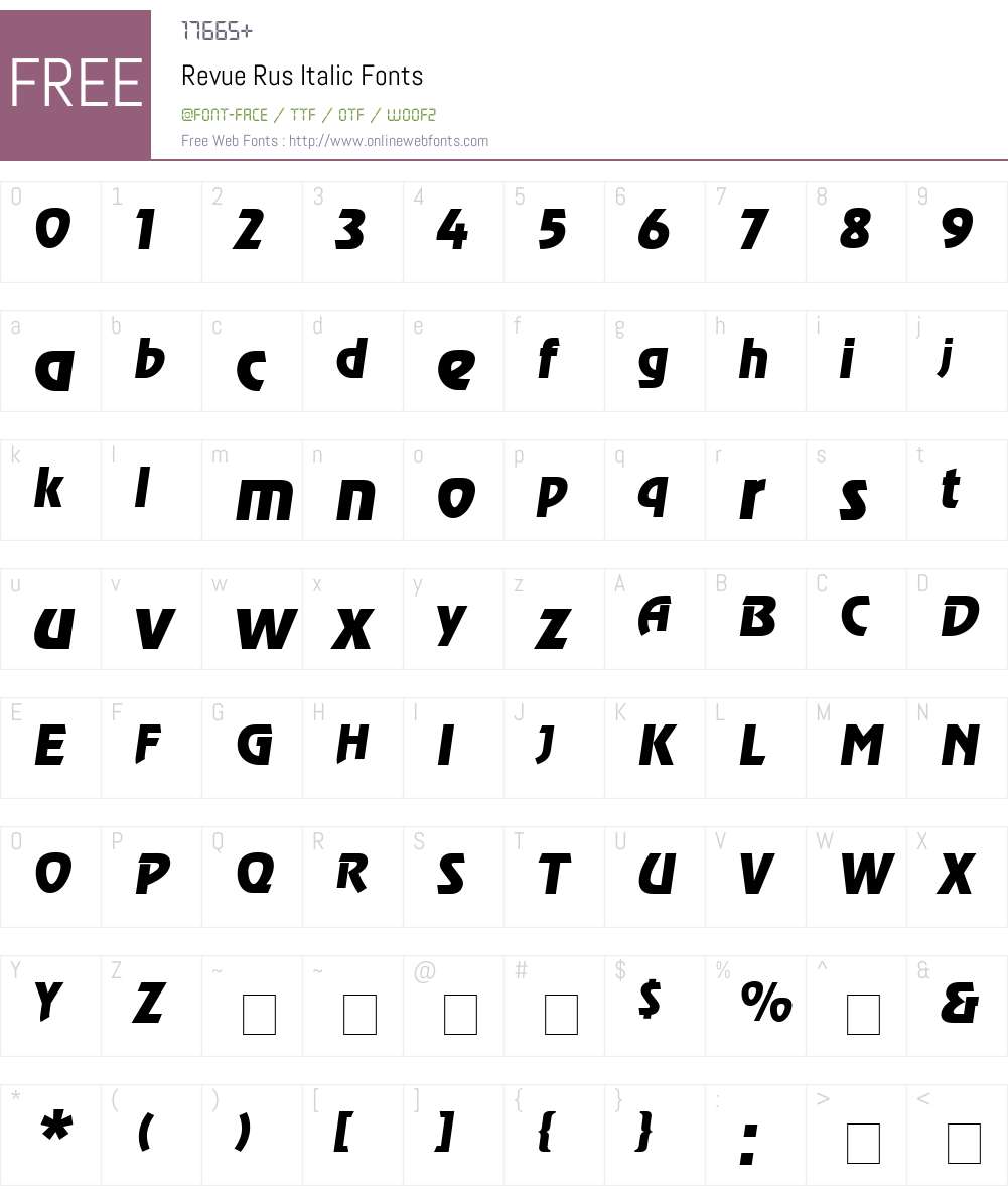 Revue Rus Font Screenshots