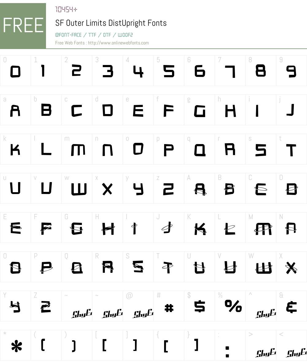 SF Outer Limits DistUpright Font Screenshots