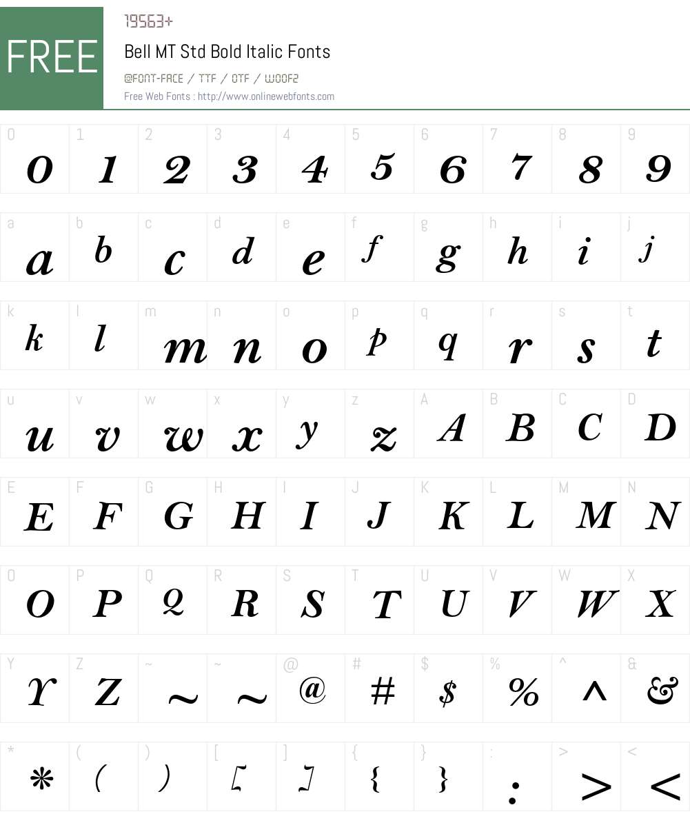 Bell MT Std Font Screenshots