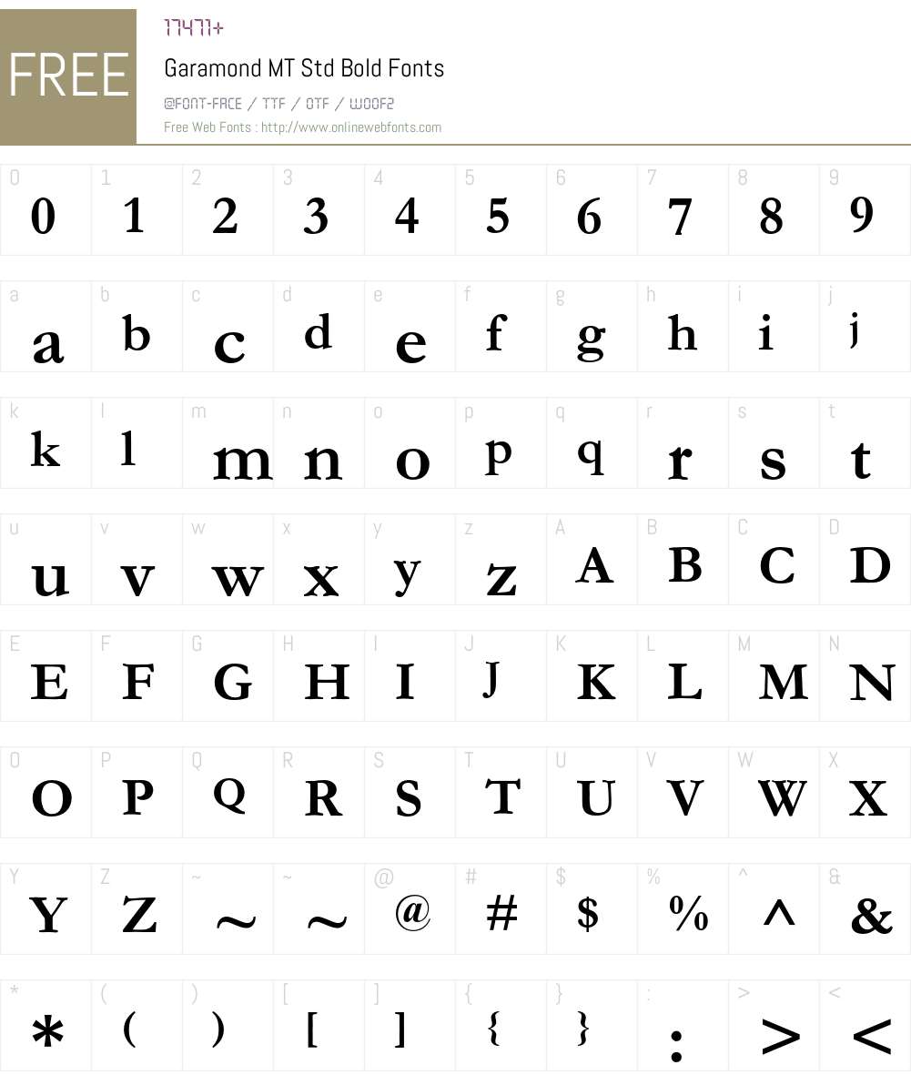 Garamond MT Std Font Screenshots