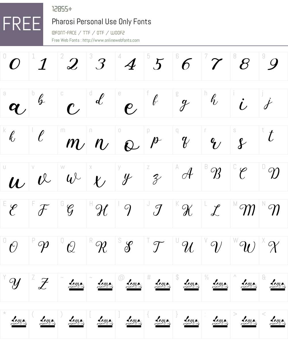Pharosi Personal Use Only Font Screenshots