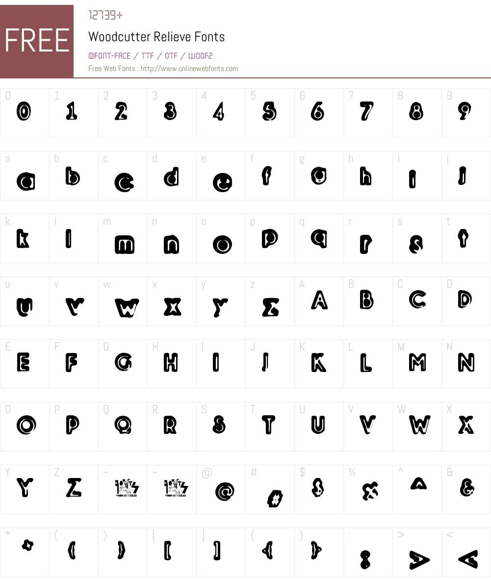 Woodcutter Relieve Font Screenshots