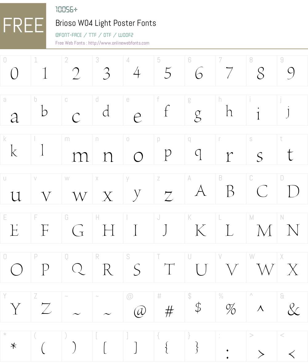 BriosoW04-LightPoster Font Screenshots