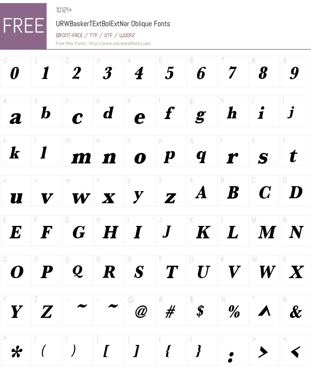 URWBaskerTExtBolExtNar Font Screenshots