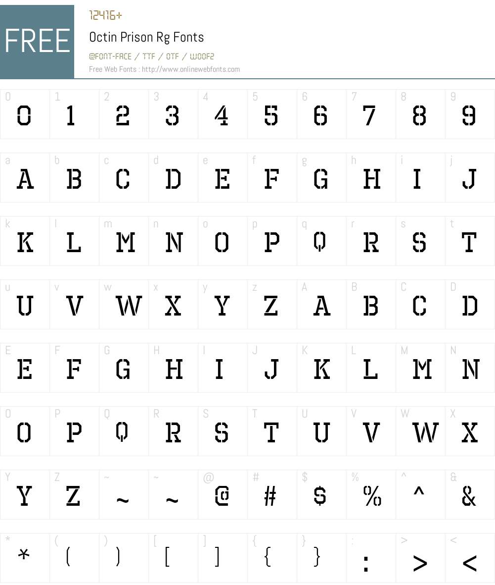 Octin Prison Font Screenshots