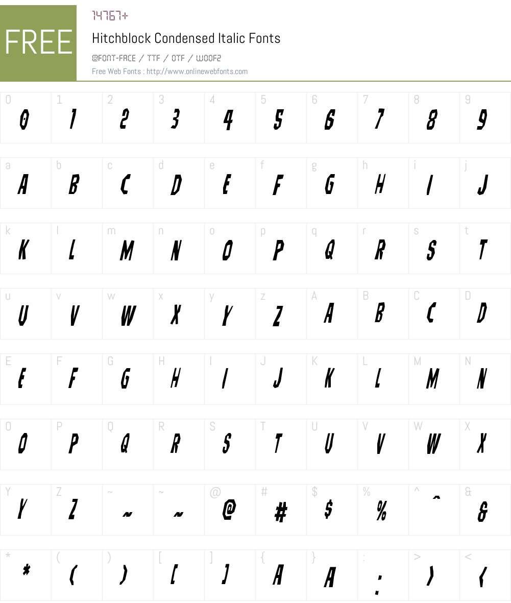 Hitchblock Condensed Italic Font Screenshots