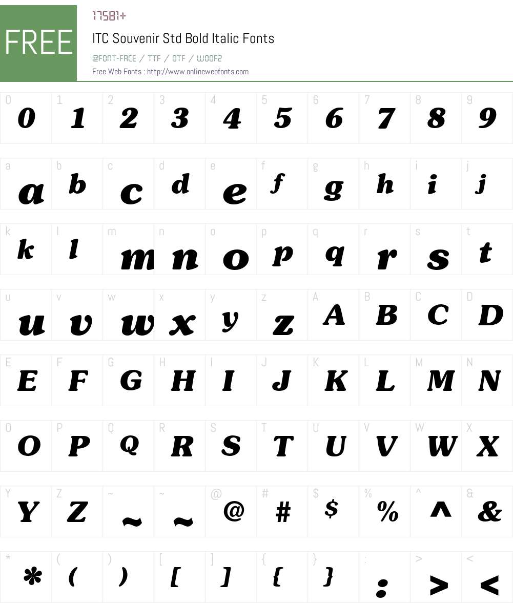 ITC Souvenir Std Font Screenshots