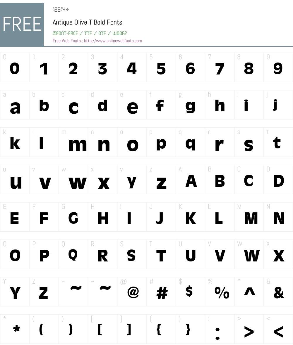 Antique Olive T Font Screenshots