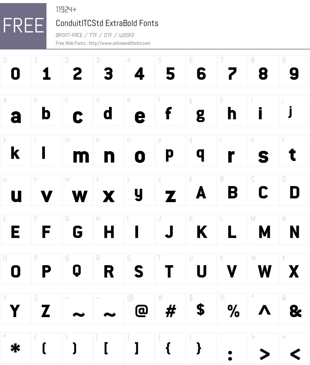 ConduitITCStd Font Screenshots
