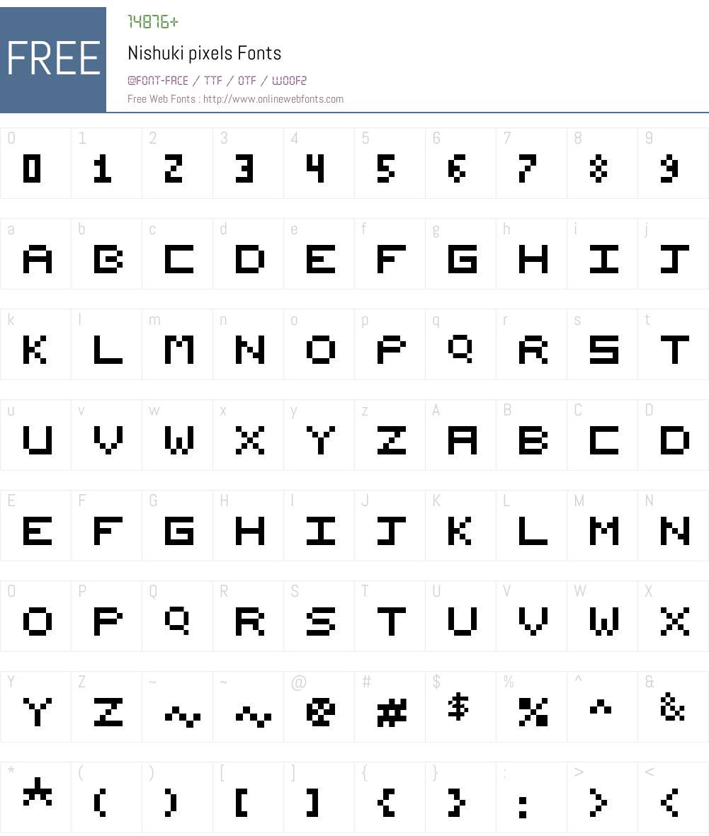 Nishuki pixels Font Screenshots