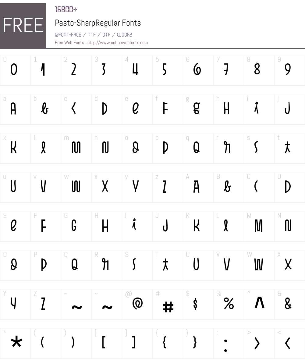 Pasto Sharp Reg Font Screenshots