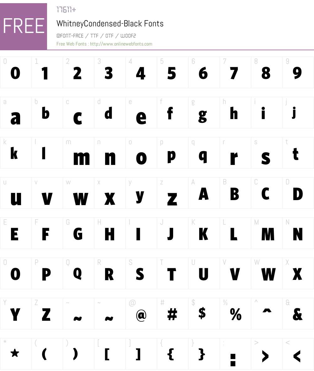 WhitneyCondensed Font Screenshots