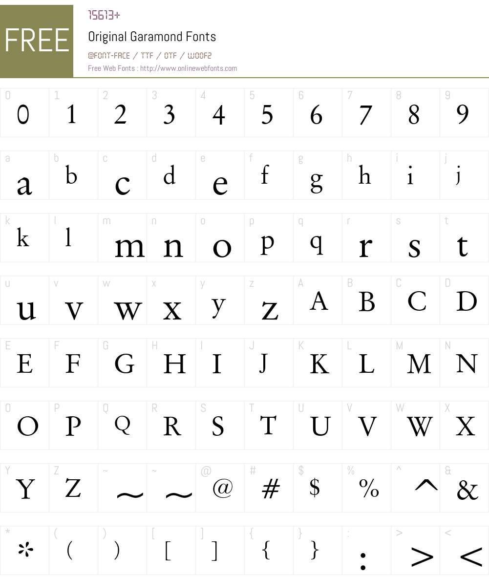 Original Garamond Font Screenshots