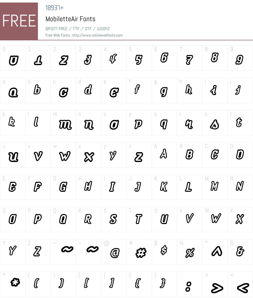 MobiletteW00-Air Font Screenshots
