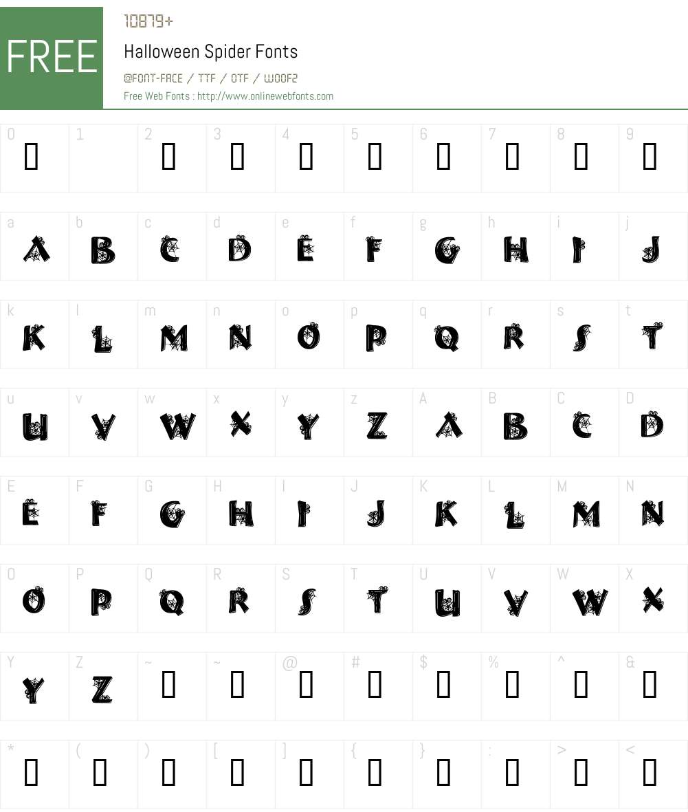 Halloween Spider Font Screenshots