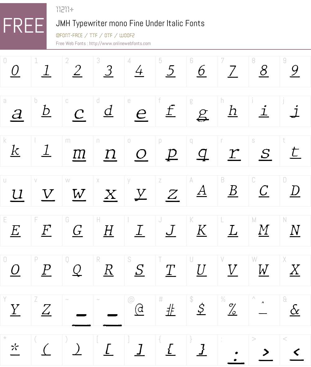 JMH Typewriter mono Fine Under Font Screenshots