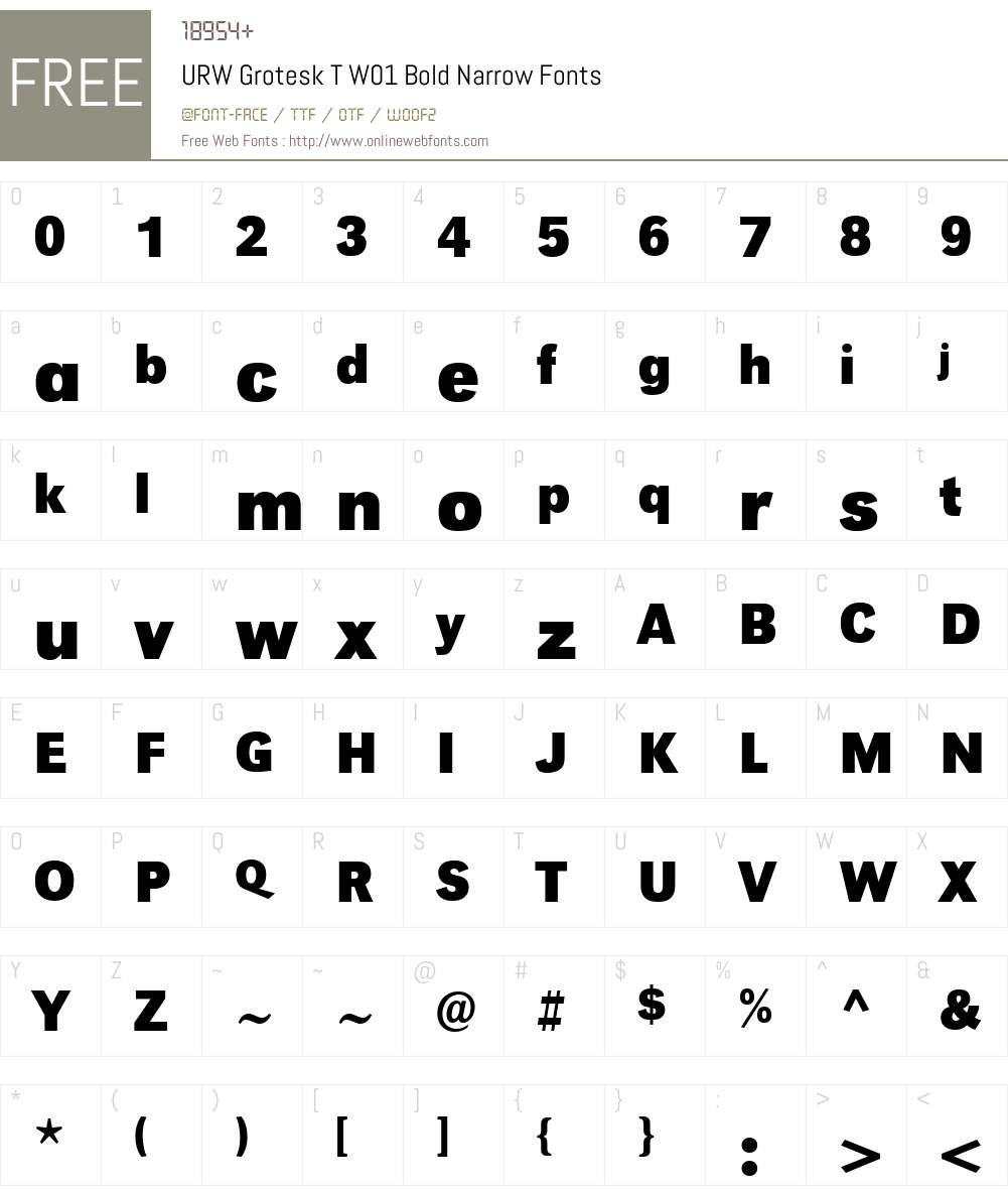 URWGroteskTW01-BoldNarrow Font Screenshots