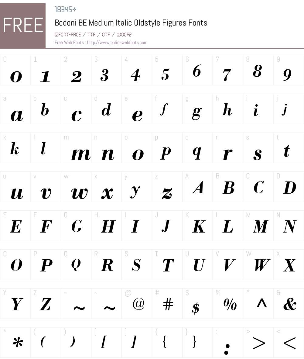 Bodoni BE Font Screenshots