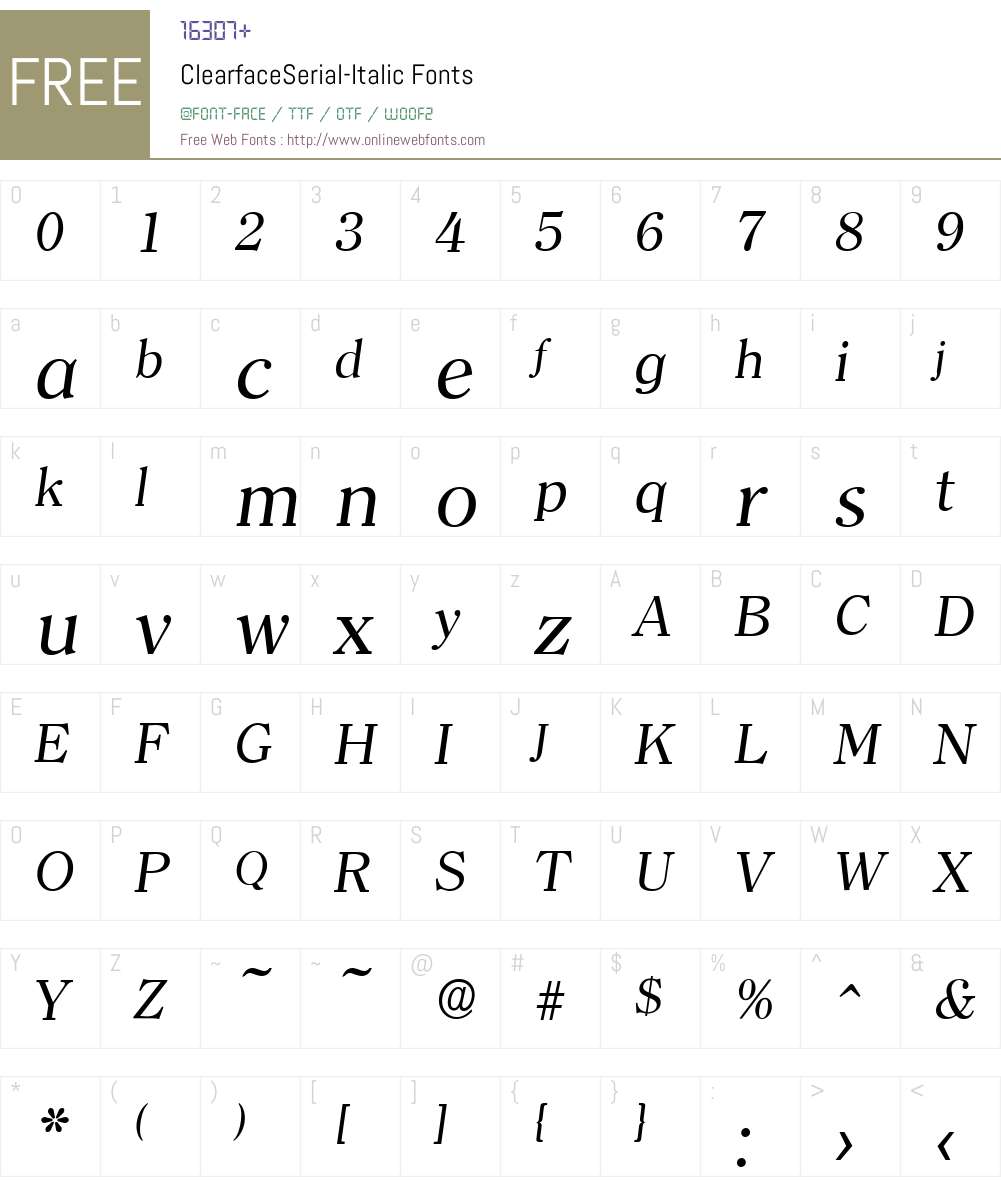 ClearfaceSerial Font Screenshots