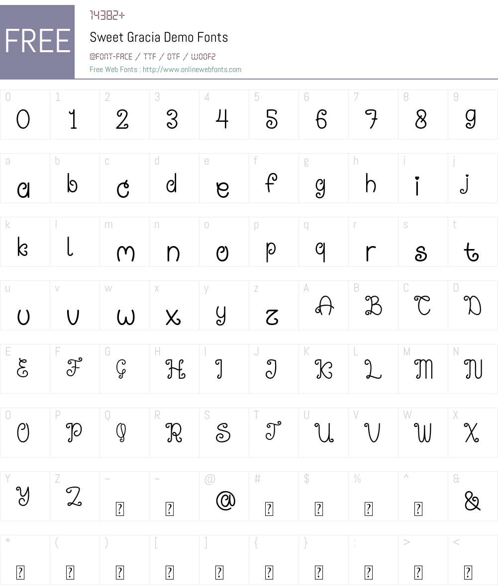 Sweet Gracia Demo Font Screenshots