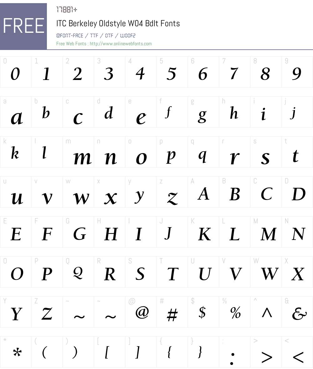 ITC Berkeley Old Style Font Screenshots