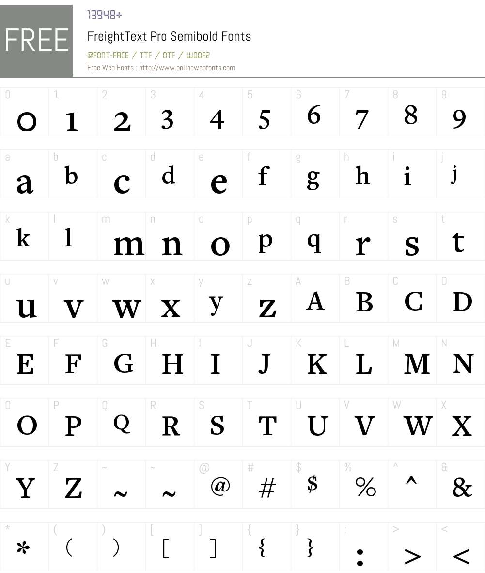 FreightTextProSemibold-Regular Font Screenshots