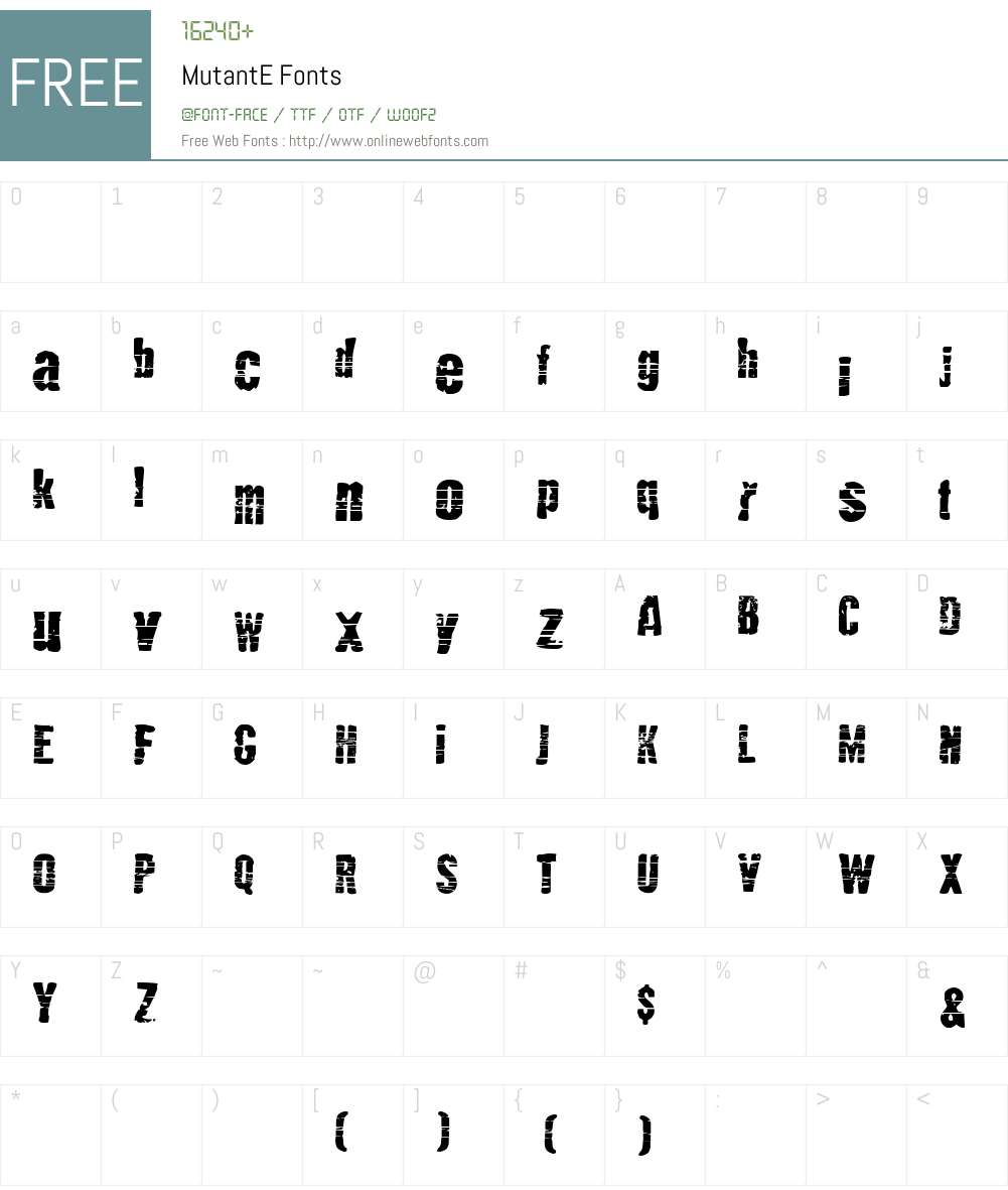 MutantE Font Screenshots