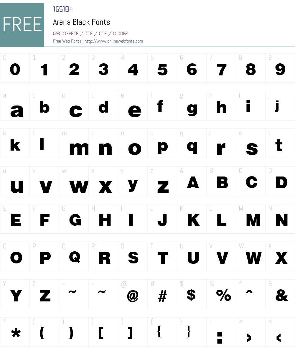 Arena Black Font Screenshots