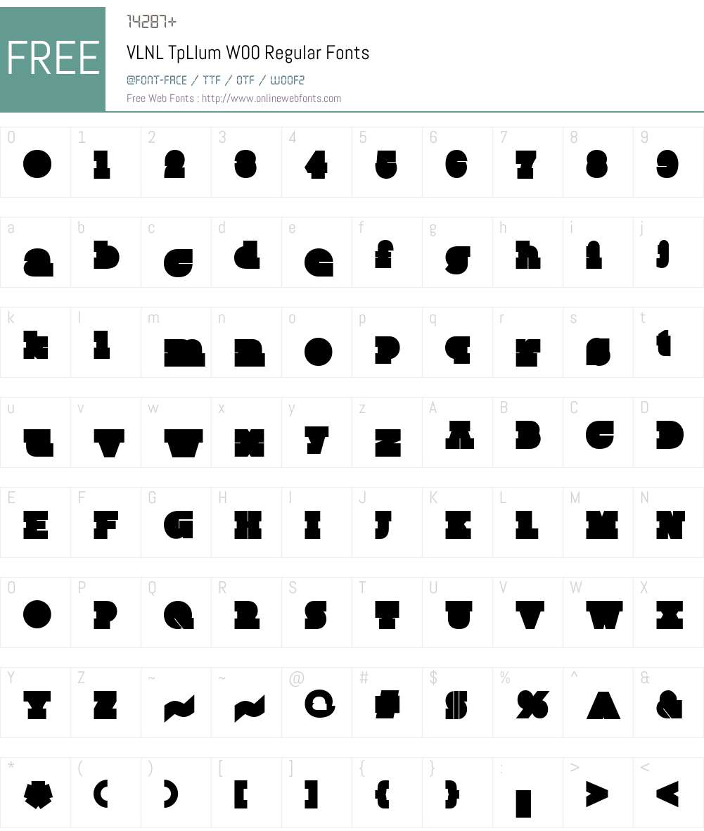 VLNL TpLlum Font Screenshots