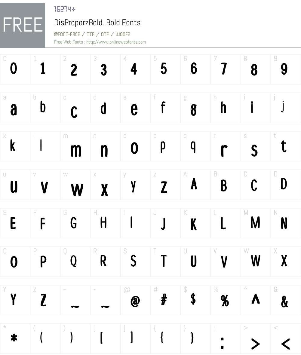 DisProporzBold. Font Screenshots