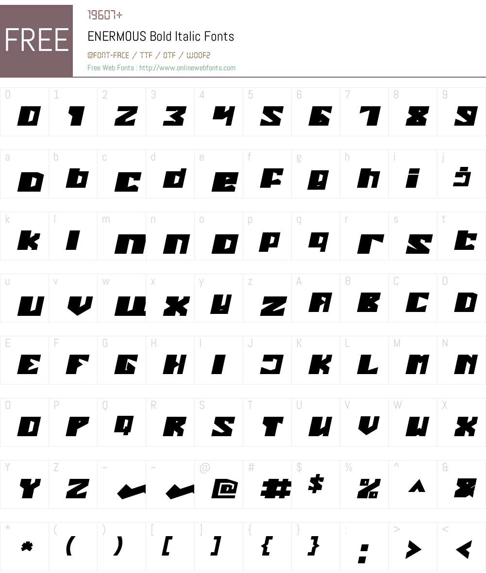 ENERMOUS Font Screenshots