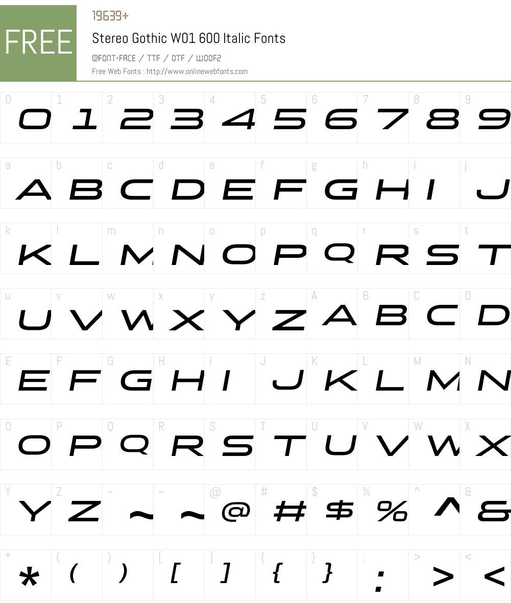 StereoGothicW01-600Italic Font Screenshots