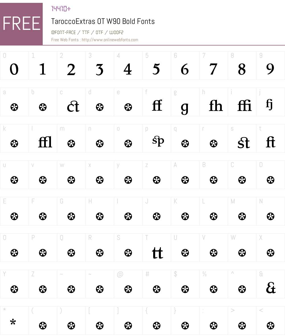 TaroccoExtrasOTW90-Bold Font Screenshots