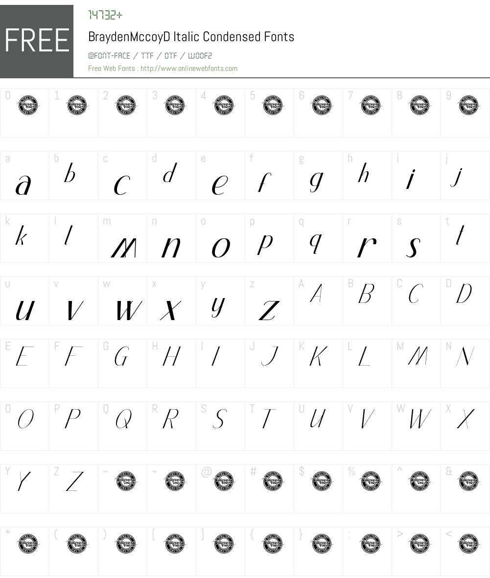 BraydenMccoyD Italic Condensed 1.005;Fontself Maker 3.5.4 Fonts Free ...