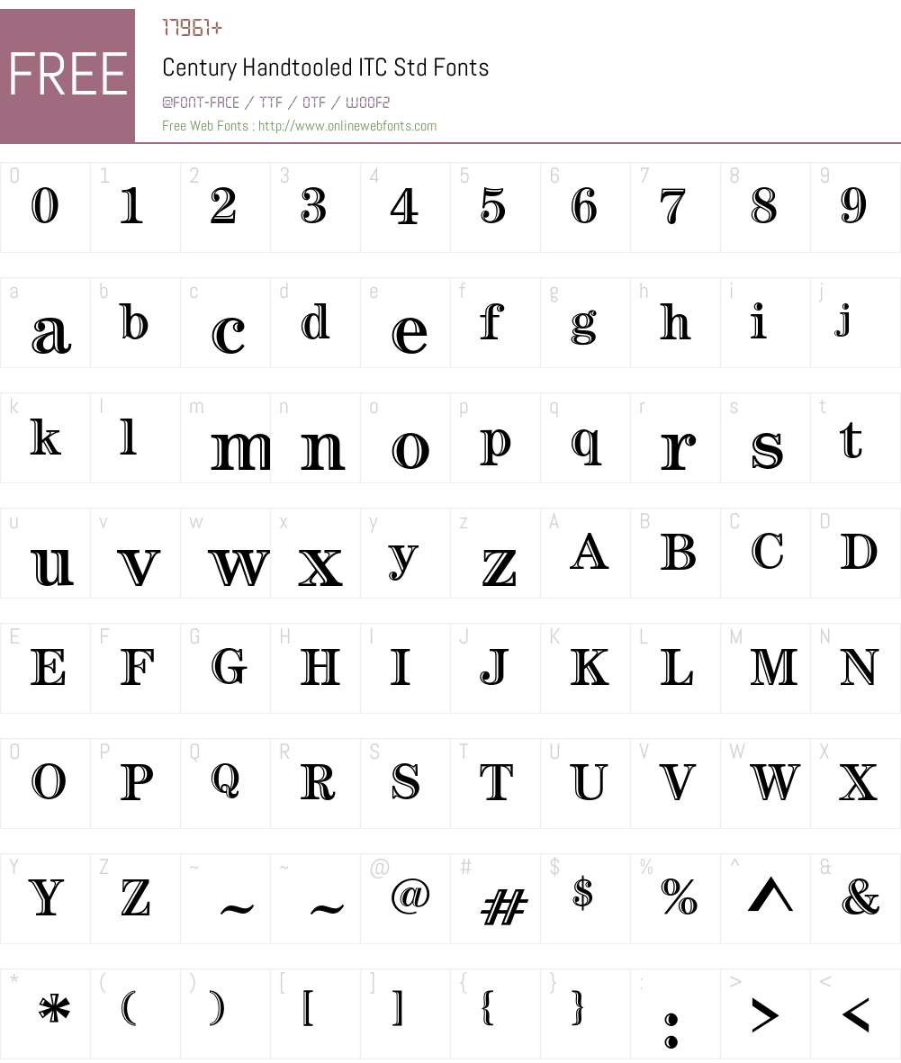 Century Handtooled ITC Std Font Screenshots