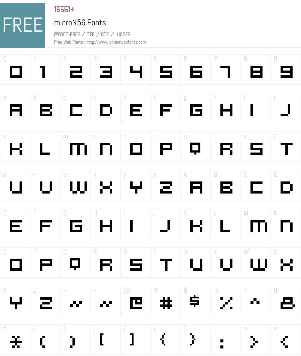 microN56 Font Screenshots